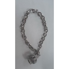 Pulseira Coroa Prateada em Aço  
