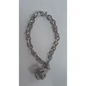 Pulseira Coroa Prateada em Aço  